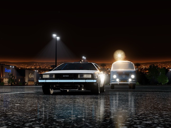 The DeLorean and the Libyan van head to head