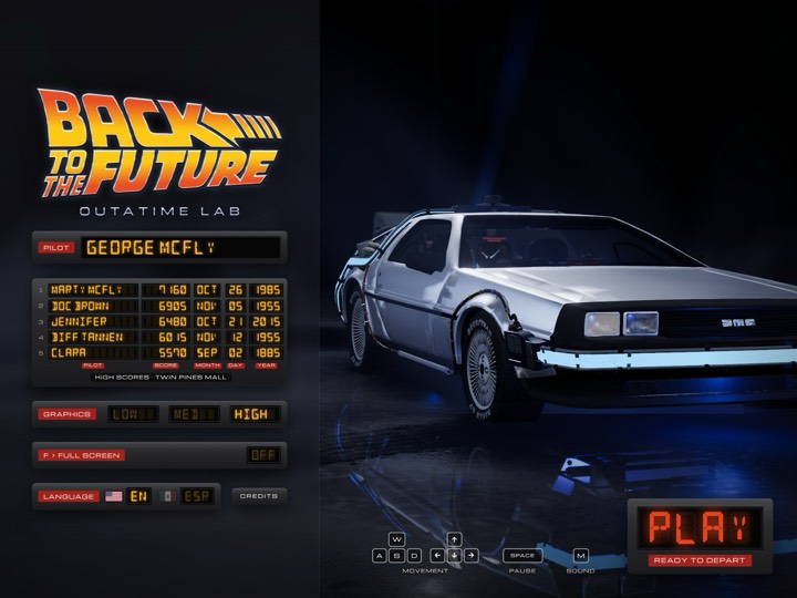 The game menu