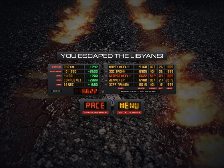 The results screen